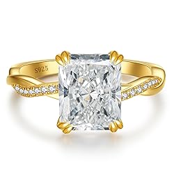 LANKRALOVNA 4CT Radiant Cut Engagement Rings for