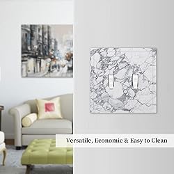 White Gray Marble 2 Gang Double Toggle Light Switch
