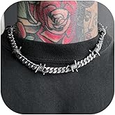 ChainsHouse Barbed Wire Necklace Punk Thorns Chain Necklace for Men Women, 5/6/7/9/12MM Wide Stainless Steel/Black Metal/Gold Plated Hiphop Rock Jewelry, 18-22 Inches