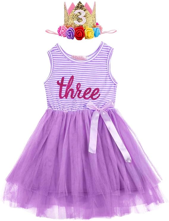 Amazon Iwemek 女児用 1歳 2歳 3歳の誕生日衣装 プリンセスケーキ スマッシュ 長袖 ストライプ チュチュドレス シャイニークラウン付き 1 3歳 Us サイズ Three Years カラー パープル ワンピース チュニック 通販