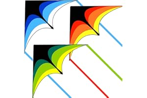 KAICIUSS 3 Pack Delta Kite Set for Adults and Kids, Single Line Beach Kites for Boys & Girls, Three Handle with String Included