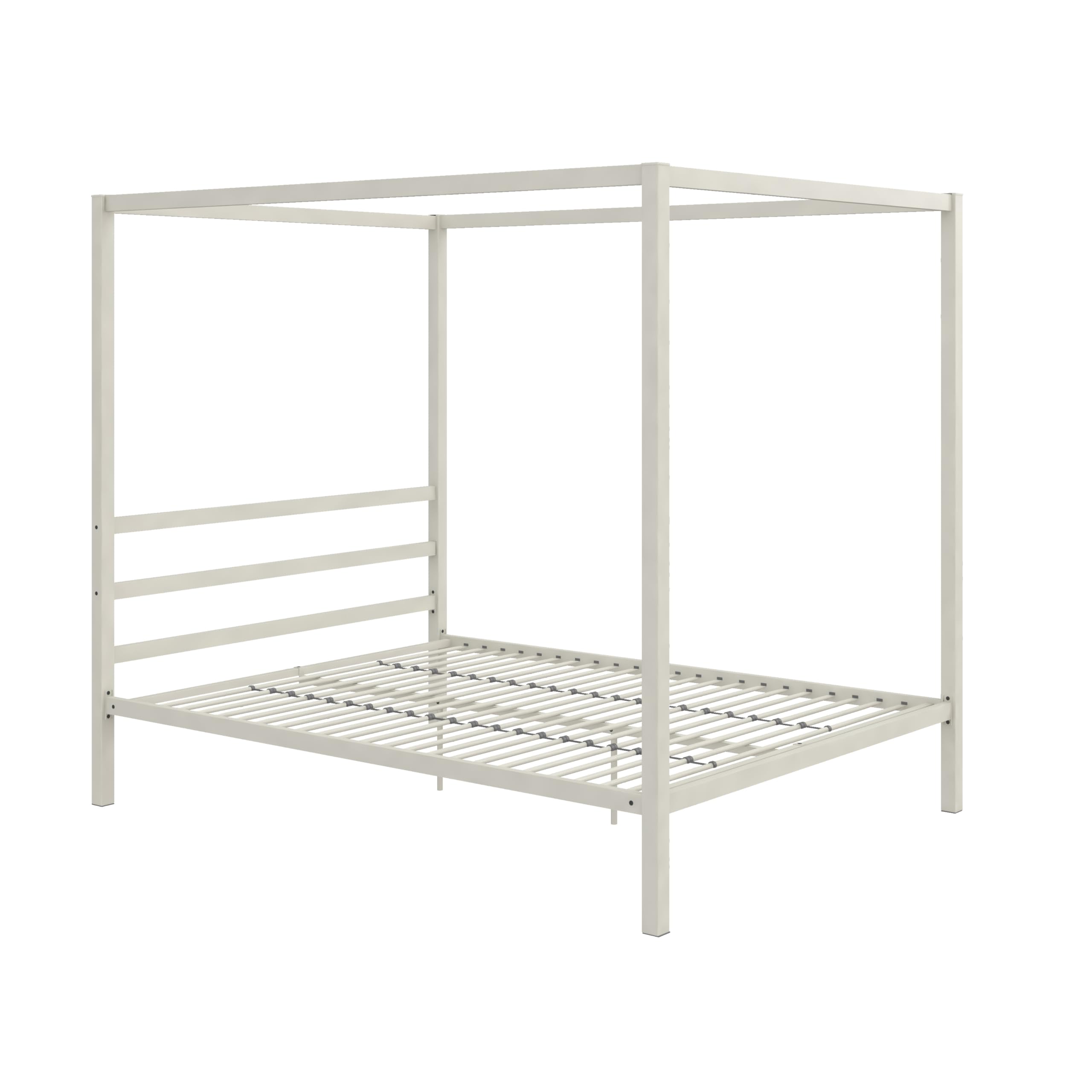 View 1 of *** ONLY 2 BOXES (2/4, 3/4)***DHP Modern Metal Canopy Platform Bed with Minimalist Headboard and Four Poster Design, Underbed Storage Space, No Box Spring Needed, Queen, White