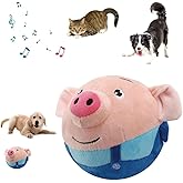 tropame Active Moving Pet Plush Toy Interactive Dog Toys, Squeaky Moving Dog Ball Toy, Washable Cartoon Pig Plush Sound Electronic Dog Toy, Shake Bounce Boredom Talking Toys for Dog Pets Cats1, pink