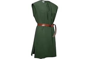 Runcati Mens Pirate Costume Tunic Renaissance Medieval Knight Warrior Sleeveless Lace Up Shirts Viking LARP Halloween Tabard