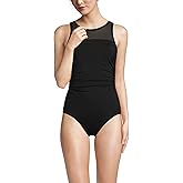 Lands' End Women's Chlorine Resistant Smoothing Control Mesh High Neck One Piece Swimsuit 16 Black