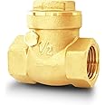 1/2" NPT Horizontal Check Valve, Brass Non Return Swing Check Valve to Prevent Water Backflow, Level One Way Counterflow Valve to Prevent the Medium Backflow for Oil Water Gas Air（1/2", DN15）