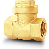 1/2" NPT Horizontal Swing Check Valve, Brass Heavy-Duty Female Thread, DN15 | Non-Return One-Way Design, Prevents Backflow, Protects Pumps, Low Pressure Drop, for Horizontal Pipelines, Water, Oil and Gas