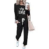 PRETTYGARDEN Women Fall 2 Piece Lounge Outfit Long Sleeve Tops High Waisted Jogger Pants Set Spring Travel Clothes Tracksuit