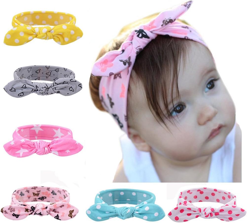 6 pcs Cute Baby Girl Elastic Knot Headband Rabbit Ear Hair Accessories Band (Pattern 2), 1 count (Pack of 6) - Image 3