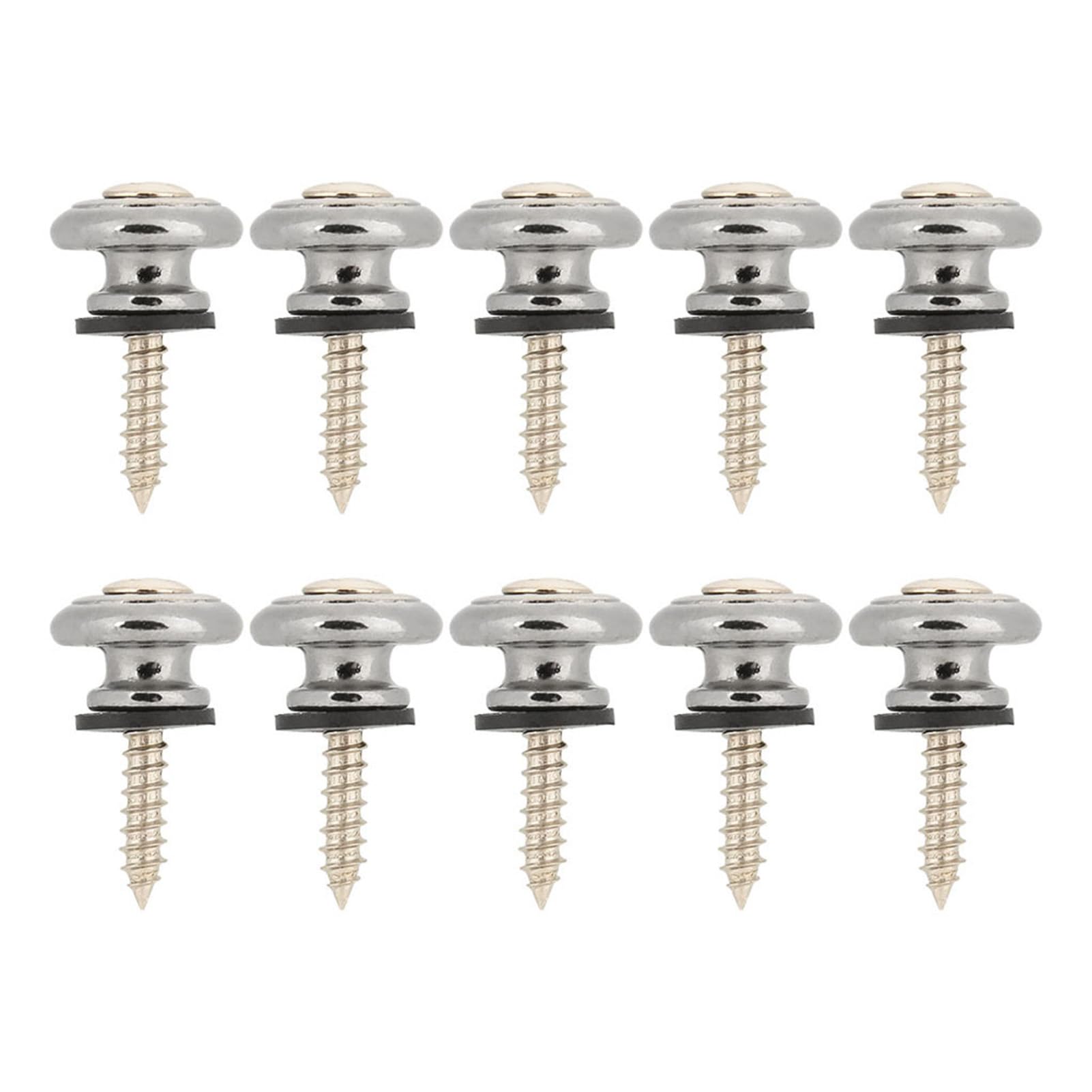 HAOHIZE 10pcs Guitar Strap Locks, Mushrooms Head Guitar Strap Buttons Strap Locks Metal End Pin with Screw for Ukulele Bass Electric (Silver)