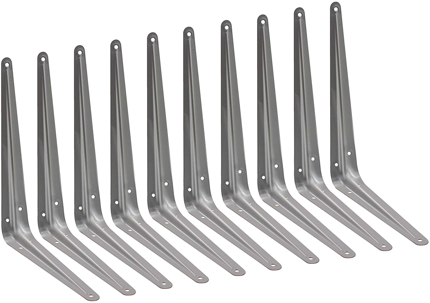 TERF® London Shelf Bracket Grey 250mm X 200mm (10 X 8 inch) Wall Mounted Shelving Support Corner Brackets Book Shelf Bracket Floating Shelve Bracket and Multi Purpose Use - Pack of 10