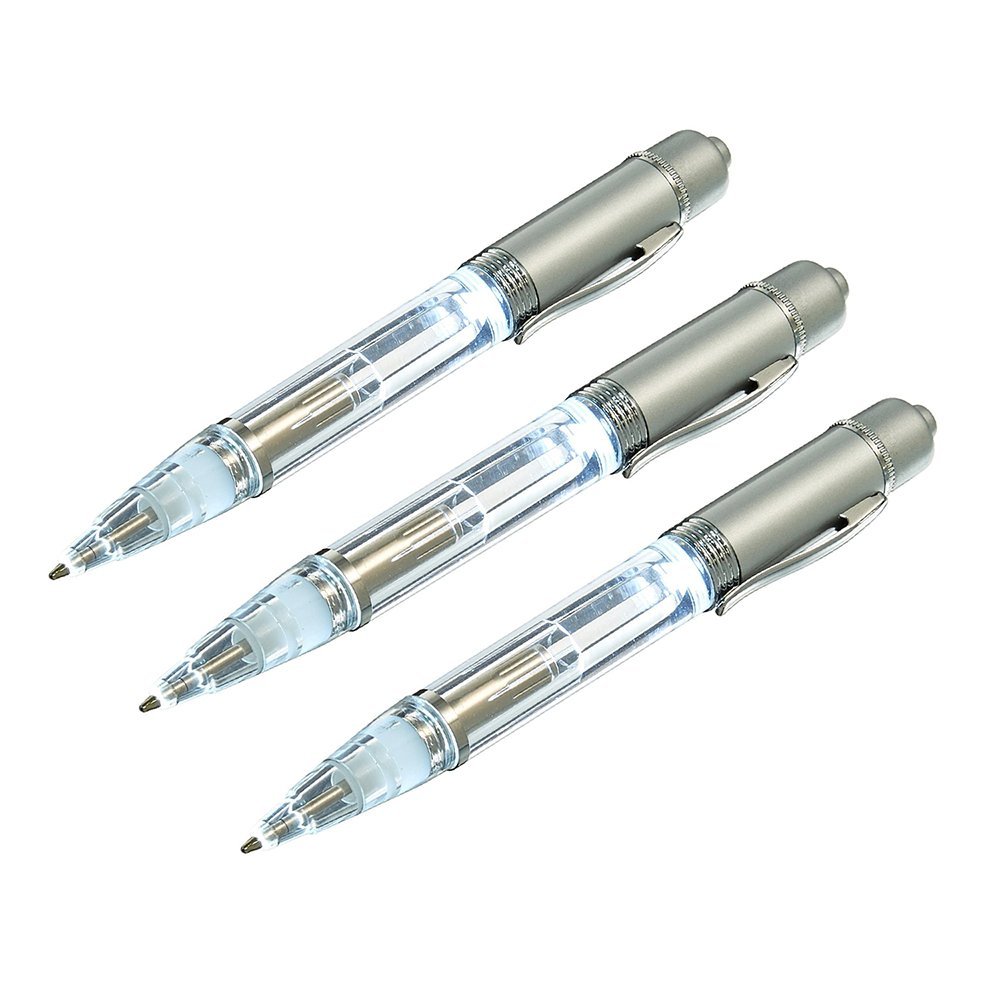 Glovion Led Light & Pen - Nighttime Writing Ballpoint Penlight, White - Pack of 3