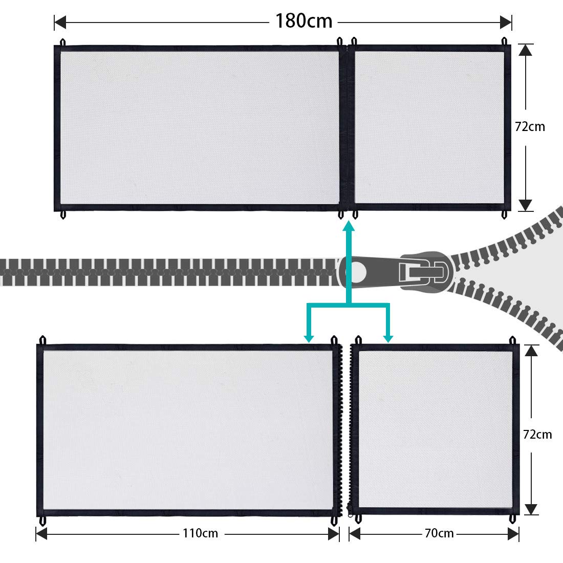 3-in-1 Sizes Magic Gate Pet Gate for Dog Doors with Hooks Safety Fence Black (71" 43" 27" Length) : Baby