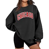 LOMON Oversized Sweatshirt for Women Crewneck Long Sleeve Casual Fleece Tops Graphic Hoodies Pullover Sweater