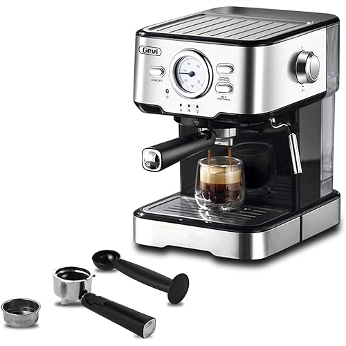 Espresso Machines 15 Bar Coffee Maker Cappuccino Machine with Adjustment Milk Frother for Espresso, Latte and Mocha, 1.5L Removable Water Tank and Double Temperature Control System, Black, 1100W
