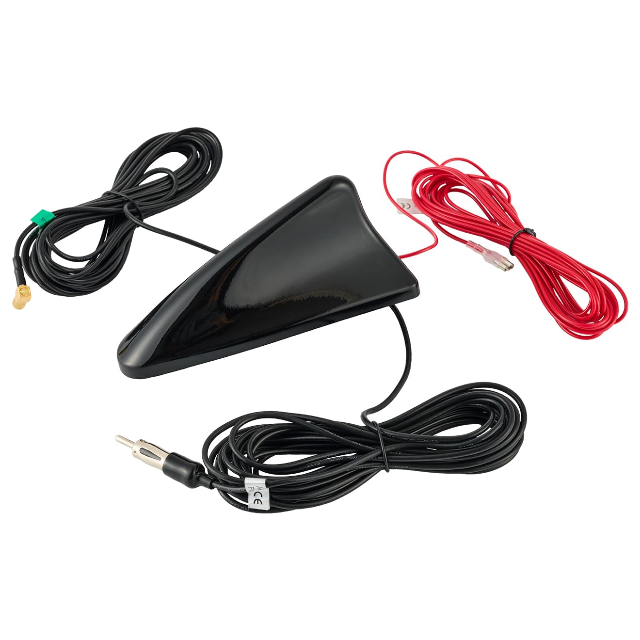 Vecys DAB+ Car Antenna Shark Fin FM/AM Radio Antenna Signal Amplifier SMB to DIN Plug Connector Car Roof DAB car Digital Stereo Radio antenna 5m RG174 Cable