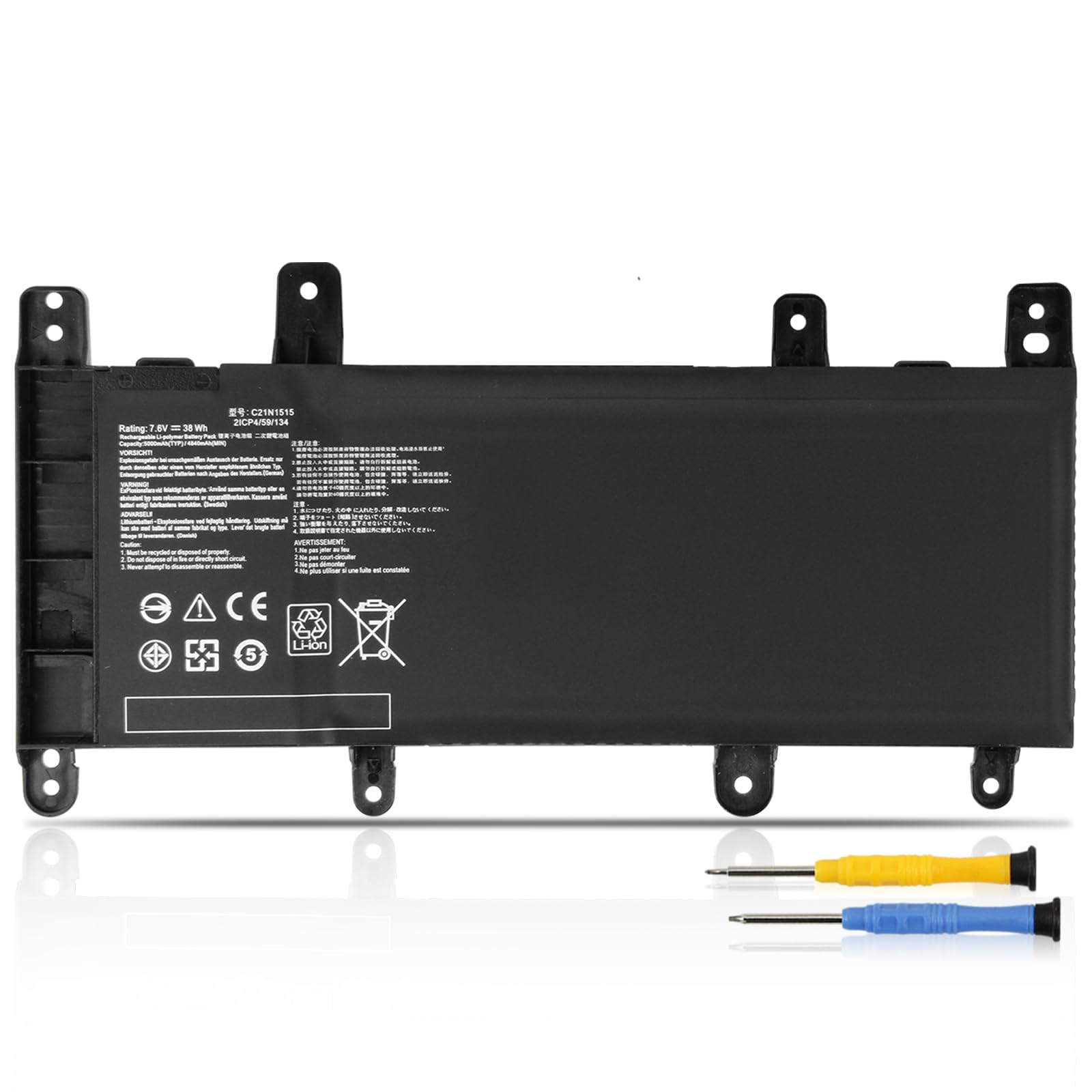 K KYUER C21N1515 Laptop Battery for Asus X756U X756UA X756UB X756UJ X756UX X756UQ X756UV X756UW X756UXM R753U R753UA R753UB R753UJ R753UQ R753UV R753UX R753UW K756U K756UB K756UJ K756UQ K756UV K756UX