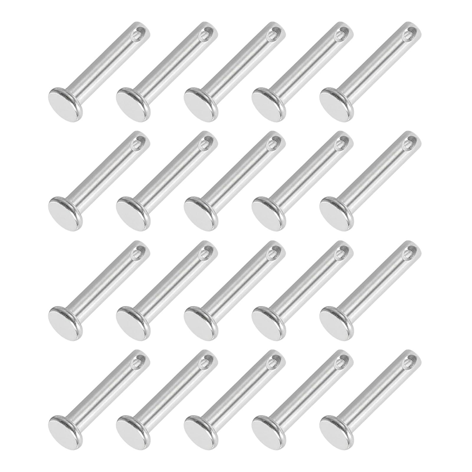 PATIKIL 5 x 25 Mm Single Hole Clevis Pins, 20 Pcs 304 Stainless Steel Flat Head Pin for Hitch Pin Lock Link Hinge Systems, Silver