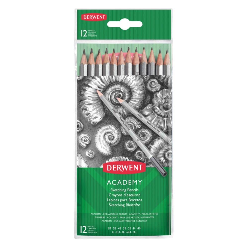 Derwent Academy Graphite Sketching Pencils, Set of 12, Wallet, 6B-5H Degrees, — image 1