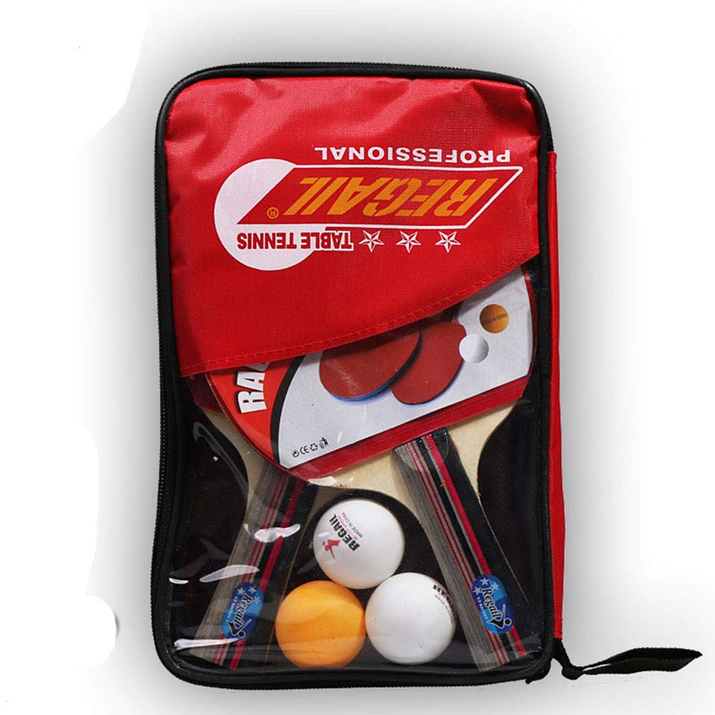 Egurs Table Tennis Set, Ping Pong Set, 2 Table Tennis Bats + 3 Table Tennis Balls for Beginners Long Grip