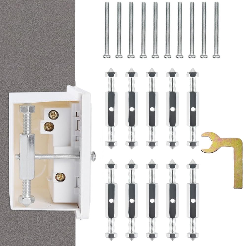 21 PCS 86 Type Cassette Screws Support Rod Kit Adjustable Cassette Repair Device Silver Switch Box Repair Screw Rod with Wrench for Switch Socket Bottom Box