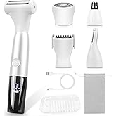 5 in 1 Bikini Trimmer for Women - Electric Razors for Women, Cordless Rechargeable Electric Shaver, IPX7 Waterproof Wet Dry Lady Body Hair Remover for Face Nose Eyebrow Arm Leg Pubic Armpit Bikini