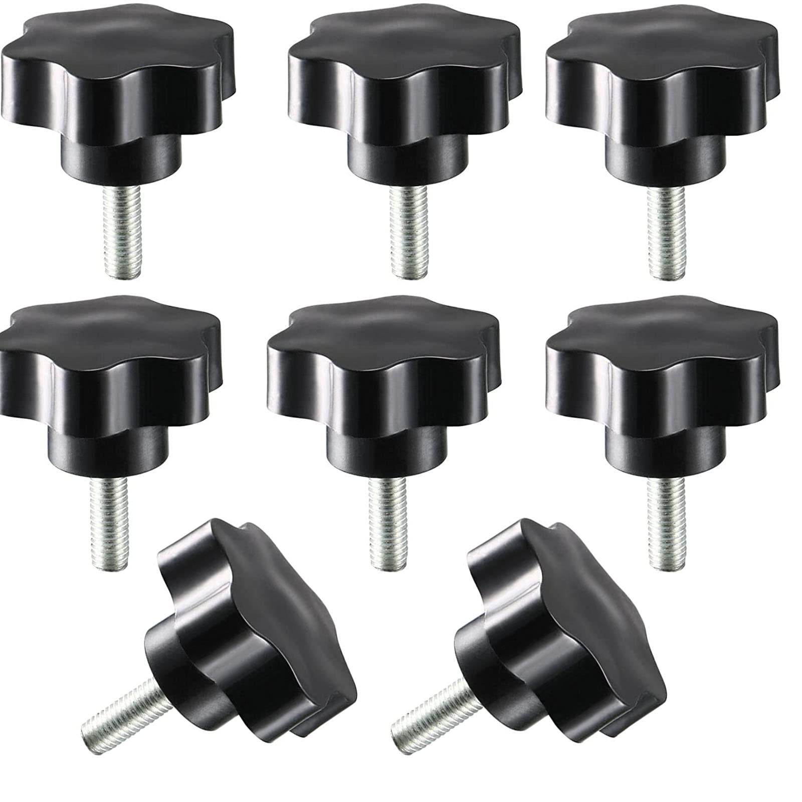 TA-VIGOR 8Pcs Clamping Screw Knob Star Shaped M8 x 25mm, 32mm Dia Plum Hex Shaped Plastic Head Clamping Knob Male Thread Grips