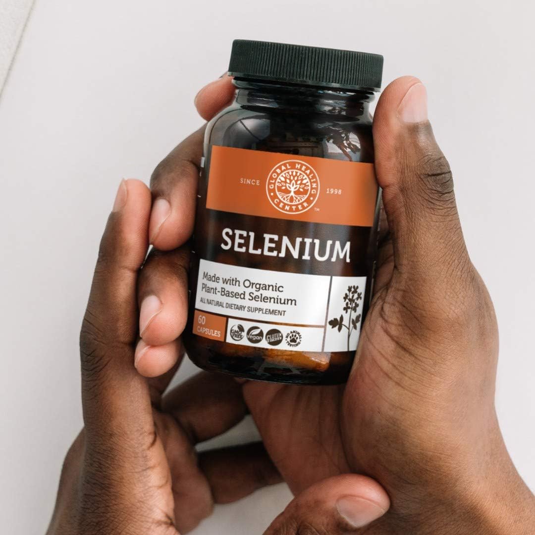 Global Healing Selenium 200mcg with Mustard Seed Extract, Antioxidant Supplement for Thyroid Support, Natural Metabolism, and Immune System Health - Non-GMO & Gluten-Free - Men & Women 60 Capsules: Health & Personal Care