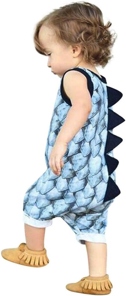 Fineser Newborn Infant Baby Girl Boy Dinosaur Print Short Sleeve Romper Jumpsuit Bodysuit Outfits