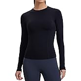ENERBLOOM Womens Yoga Tops Long Sleeve Tight Workout Shirts Slim Fit Stretch Cream Feeling Gym Athletic Tee Crewneck
