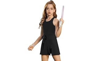 JXSTAR Girls Sleeveless Tennis Dress Tank Top Skorts Skirts High Waist Side Slit Outfit Athletic Sets with Shorts Pockets