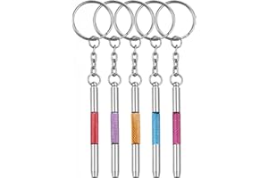 5 Pcs Eyeglass Screwdriver Repair Kit Precision 4 in 1 Mini Screwdrivers Set,Sunglass Watch Toy Repair with Keychain, Stainle