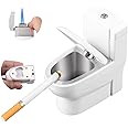 SOMGEM Ashtray for Cigarettes, 3 in 1 Outdoor Ashtrays with Cigar Torch Lighter and Bottle Opener, Cool Portable Ashtray with Lid of Toilet-Shaped for Weed, Fancy Ash Holder Great Gift for Men Women
