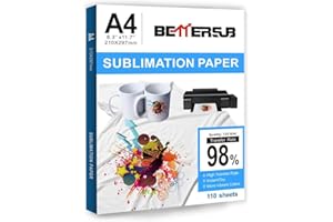 BetterSub Sublimation Paper Heat Transfer Paper 110 Sheets A4 Size 8.29" x 11.7" for EPSON HP Canon Inkjet Printer with Subli