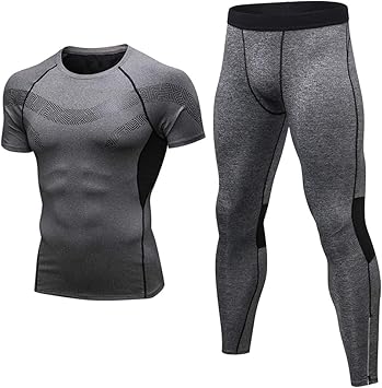 Shengwan 2 Piezas Hombre Traje de Fitness, Running Mallas Leggings ...