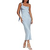 2025 Satin One Shoulder Maxi Dress for Women Summer Silk Formal Elegant Backless Ruffle Sleeveless Wedding Guest Dresses