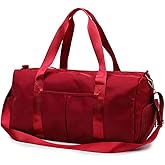 KARRESLY Sports Gym Bag for Women Travel Duffel Bag with Wet Pocket and Shoes Compartment for Training Swim Yoga(Red)