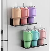 2 Pack Magnetic Cup Holder for Fridge, Water Bottle Organizer for Stanley 30&40 oz Tumbler Metal Stanley Cup Accessories Organizer for Home Kitchen Outdoor (Black)
