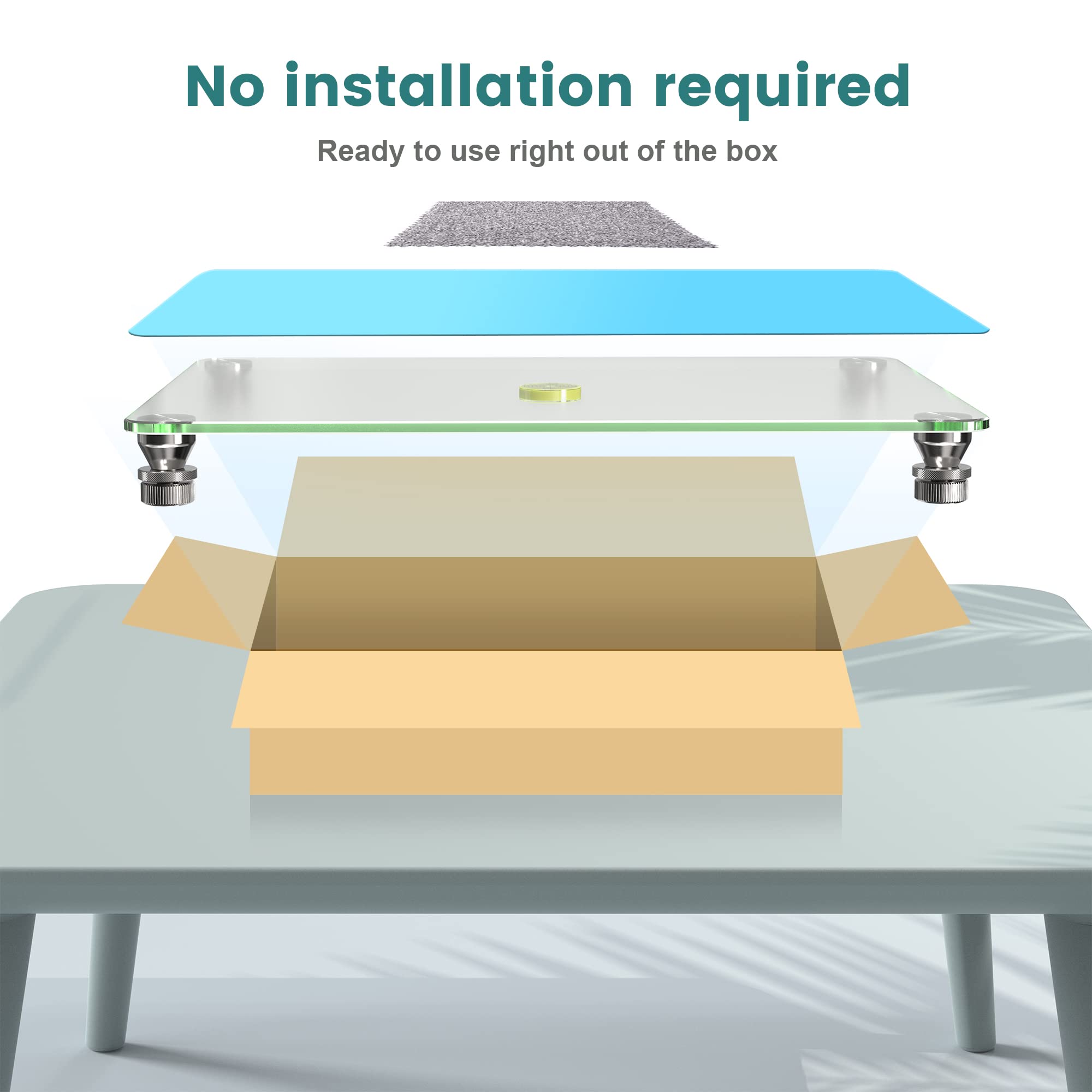 Nelyrho 16''x 12'' Glass Resin Leveling Table for Epoxy Resin, with Silicone Mat, Epoxy Accessories