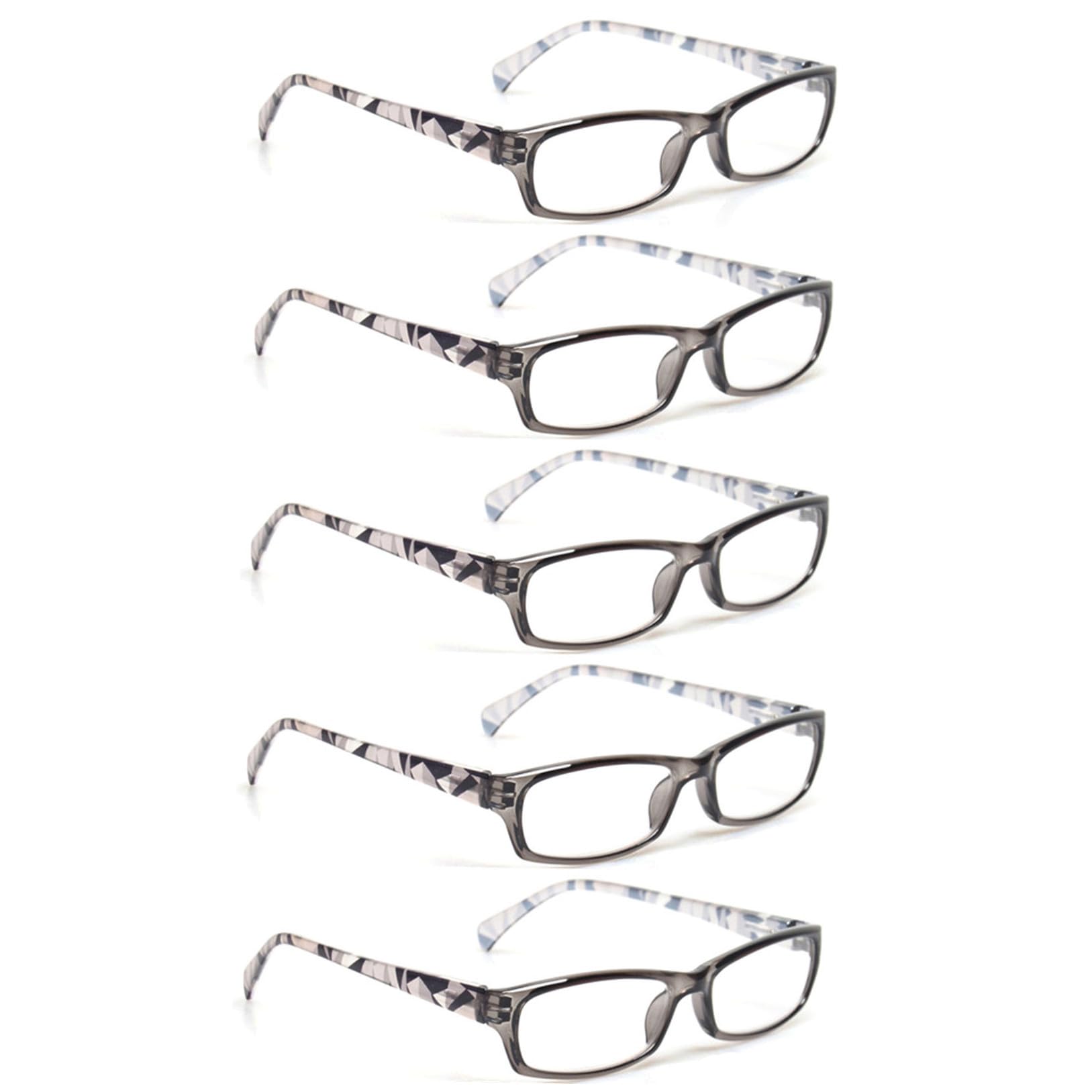 Photo 1 of Kerecsen Reading Glasses 5 Pairs Fashion Ladies Readers Spring Hinge with Pattern Print Eyeglasses for Women (5 Grey, 2.0, x)