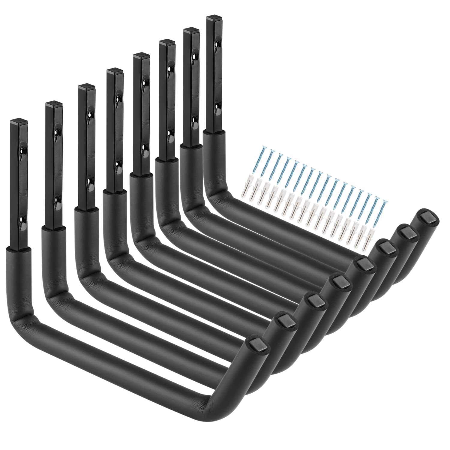 Heavy Duty Garage Storage Ladder Hooks with 30.5 CM Jumbo Arm, 8 Pack Wall Mounted Storage Hanger Utility Organizer for Bicycle, Folding Chairs, Bike and Garden Tools