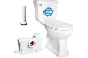 FLODREAM Macerating Toilet With Macerator Pump for Basement Upflush System, Included Water Tank, Toilet Bowl, Toilet Seat, Extension Pipe For Hide into the Wall, Household Residential Two-Piece Toilet