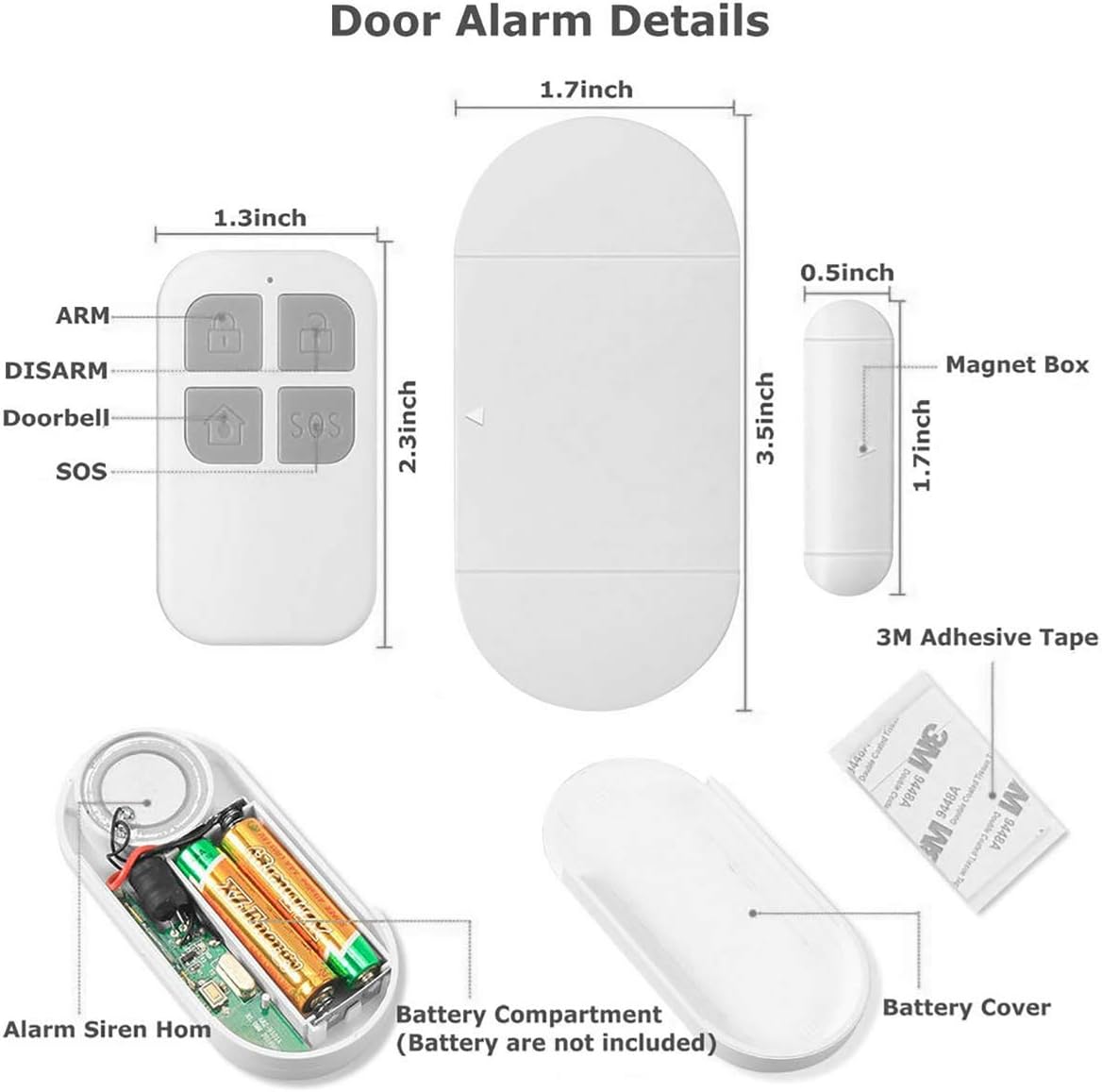 GuDoQi Door Alarm Sensor, Wireless Remote Window Alarm, 2 Remote Controls, 130 dB Siren, Magnetic Security Sensor - Image 3