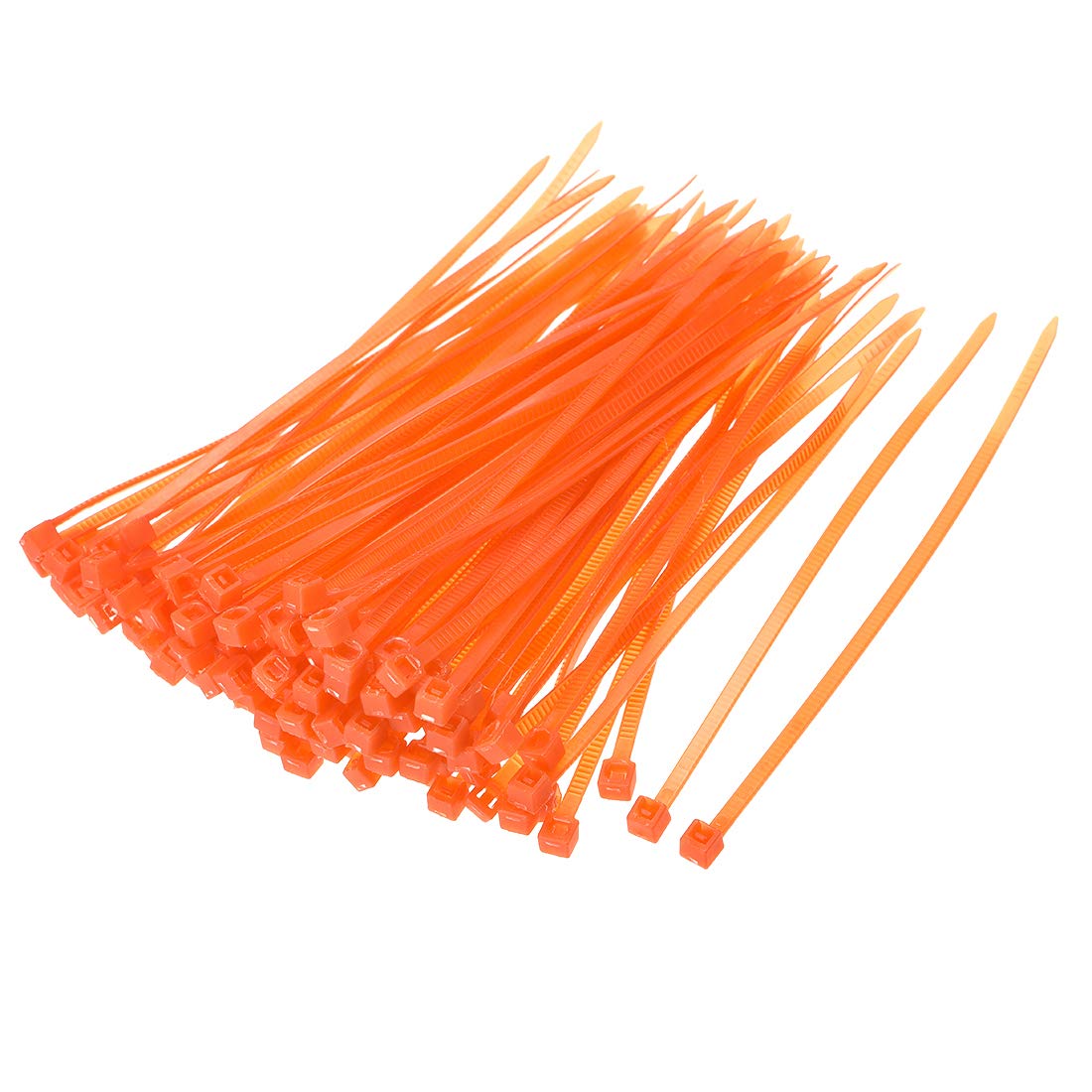 sourcing map Nylon Cable Ties 4 Inch Self-Locking Zip Ties 0.09 Inch Width Orange 100pcs