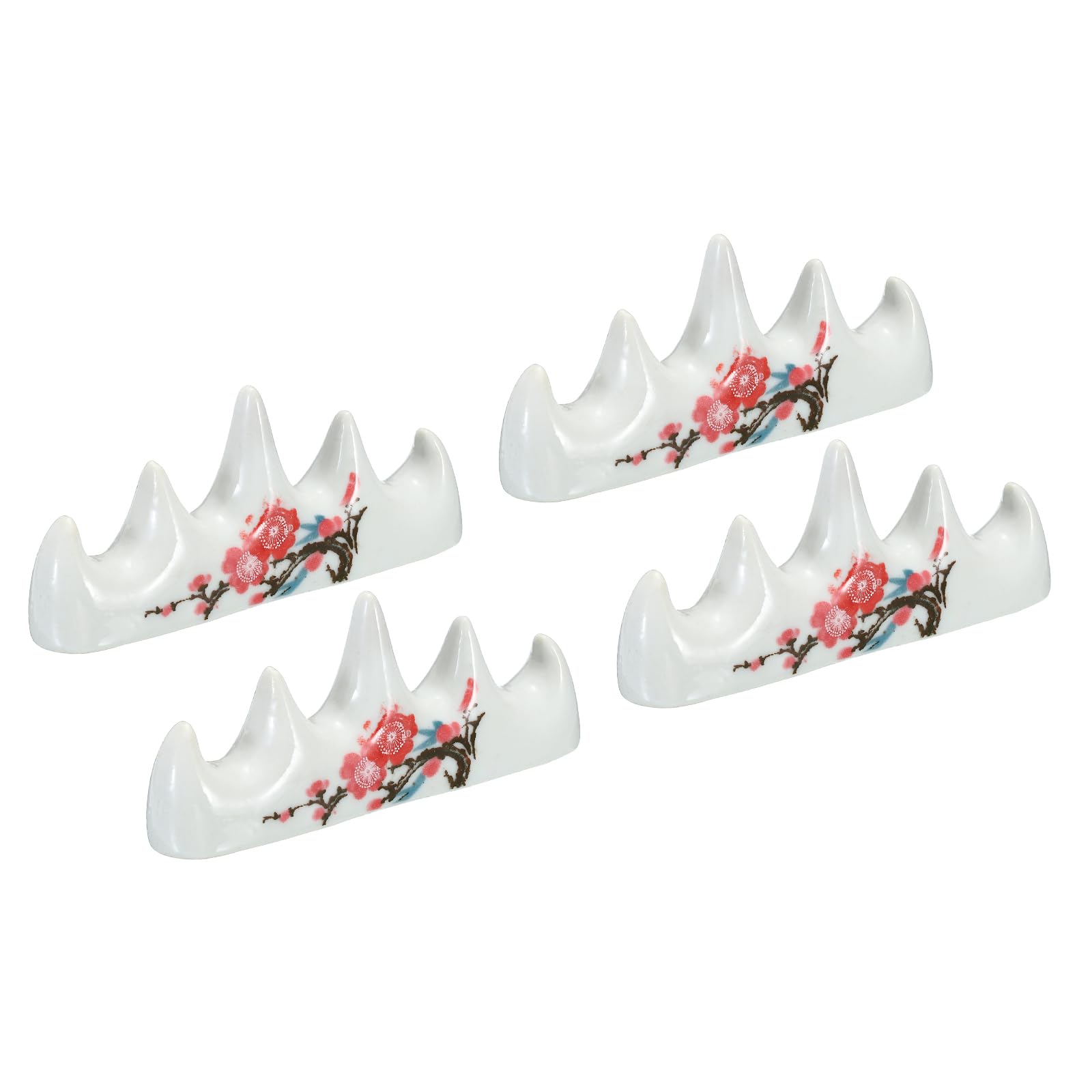 PATIKIL Calligraphy Writing Brush Rack, 4 Pack 4 Ports Ceramic Chinese Calligraphy Brush Pen Holder Stand Rest Tool for Writing Painting Brushes, White