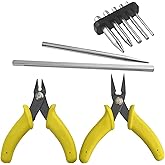 XINMEIWEN 9Pcs Metal Model Tool Set - DIY Kits With 7Pcs Cylinder Cone Shape Bending Assist Tools and 2Pcs Mini Flat Needle N