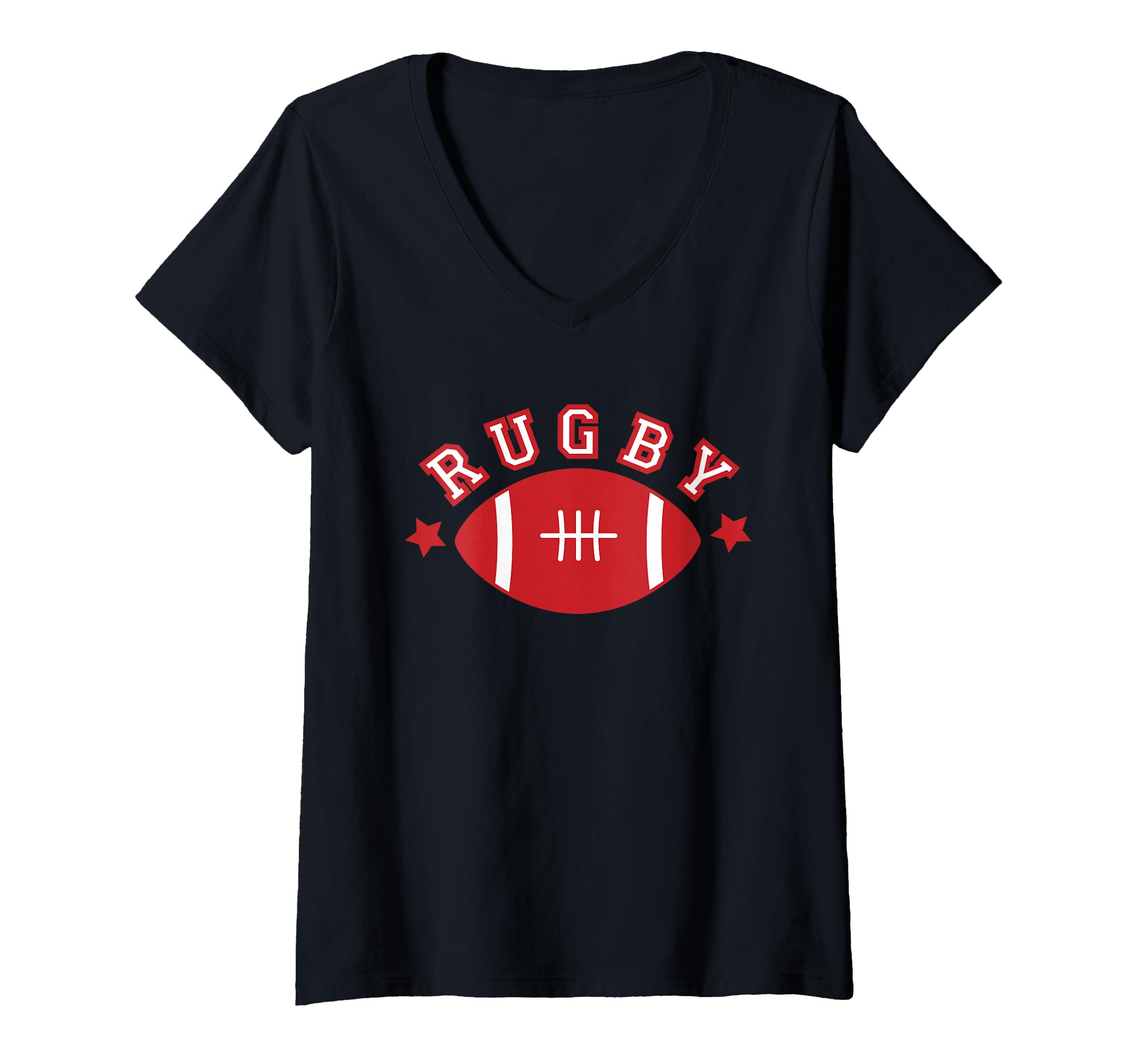 Women's Rugby Ball Design V-Neck T-Shirt
