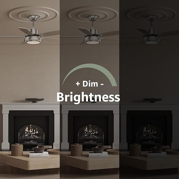FANBLISS 42 INCH NICKEL CEILING FANS WITH LIGHTS AND REMOTE CONTROL FOR BEDROOM, MODERN CEILING FAN WITH QUIET REVERSIBLE DC MOTOR, 3CCT, DIMMABLE, LED FOR LIVING ROOM, PATIO, INDOOR AND OUTDOOR