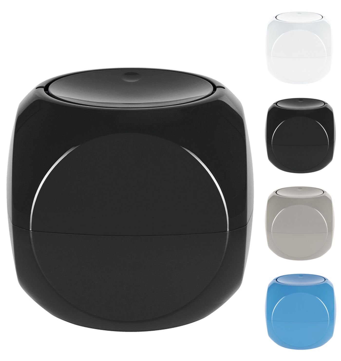 Spirella "Dice Cosmetic Bin 1 Litre Swing Top Bin Table Waste Bin Black