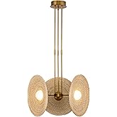 Alora PD350318VBWO Harbour Pendant, Vintage Brass/Woven Rattan